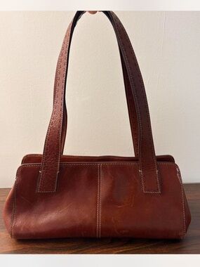 Brown real leather shoulder bag